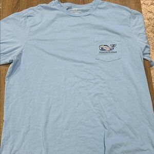 Vineyard Vines Light Blue Short Sleeve Pocket Tee with Whale Logo
